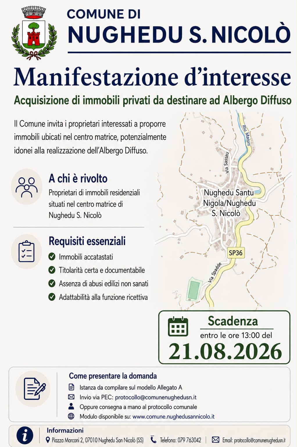 Acquisizione di immobili privati da destinare ad Albergo Diffuso